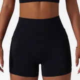 Jet Black Women's Breathable Running Pocket Shorts Bare Feel Fitted
