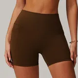 Birch Brown Women's Breathable Running Pocket Shorts Bare Feel Fitted