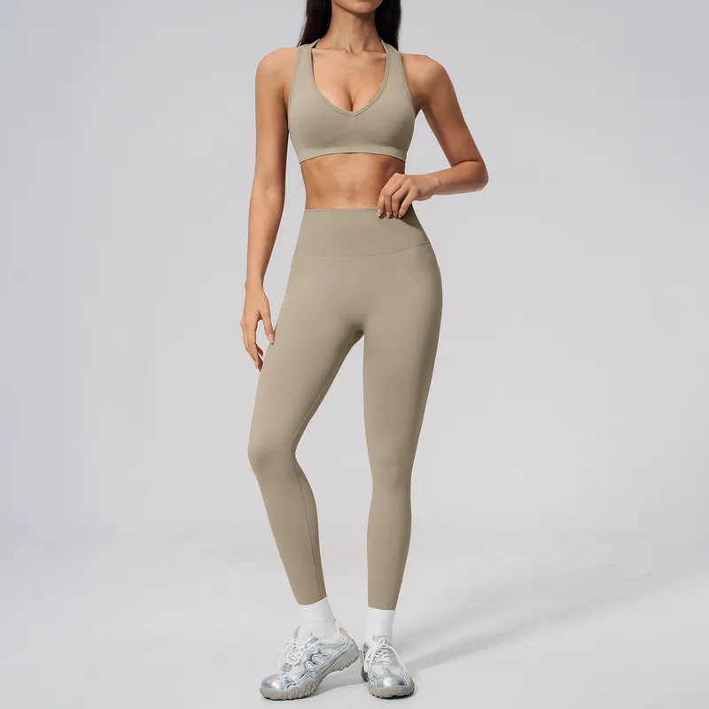 Women's Yoga Set Seamless Fitness Backless Butt Lifting