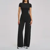 Jet Black Women's Fitted Running Active Yoga Activewear Set Brushed