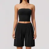 Jet Black Women's Breathable Fitness Fitness Yoga Activewear Set Tank