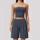Navy Blue Women's Breathable Fitness Fitness Yoga Activewear Set Tank