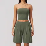 Forest Green Women's Breathable Fitness Fitness Yoga Activewear Set Tank