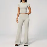 PS9616-1 · Pearl Grey Pearl Grey Women's Slimming Fitness Yoga Activewear Set High Waist
