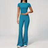 Peacock Blue Women's Slimming Fitness Yoga Activewear Set High Waist