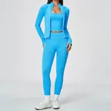Sky Azure Fitted Running Women's Yoga Activewear Set 3 Piece