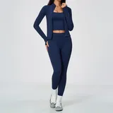 Ink Blue Fitted Running Women's Yoga Activewear Set 3 Piece