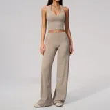 RS5529-3 · Linen Linen Women's Backless Running Yoga Set 2 Piece Slimming