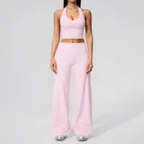 RS5529-4 · Falling Blossom Pink Falling Blossom Pink Women's Backless Running Yoga Set 2 Piece Slimming