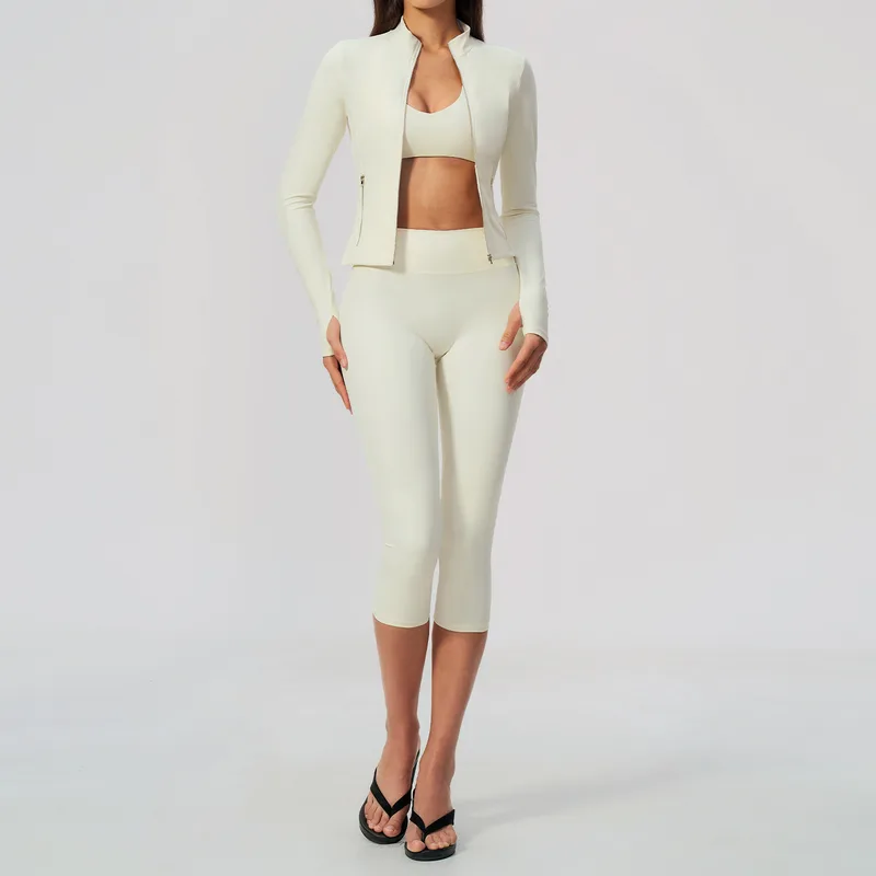 Women's Zip Up Yoga Set 3 Piece Slimming