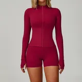 Rose Red Bare Feel Women's Yoga Activewear Set Long Sleeve