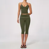 RS9615-2 · Olive Green Olive Green Women's Yoga Activewear Set High Waist Fitness Backless