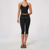 RS9615-4 · Jet Black Jet Black Women's Yoga Activewear Set High Waist Fitness Backless