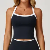 SB2027-2 · Jet Black Jet Black Women's Cutout Running Supportive Sports Bra Backless Tank
