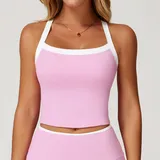 SB2027-5 · Sakra Pink Sakra Pink Women's Cutout Running Supportive Sports Bra Backless Tank