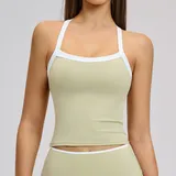 Pinellia Green Women's Cutout Running Supportive Sports Bra Backless Tank