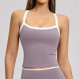 Taro Purple Women's Cutout Running Supportive Sports Bra Backless Tank
