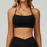 Jet Black Women's Supportive Bra Running Cross Back Backless Tank