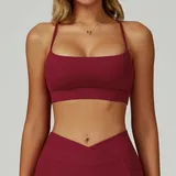 Cherry Red Women's Supportive Bra Running Cross Back Backless Tank