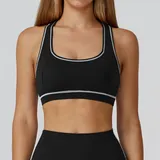 Jet Black Women's Running Supportive Sports Bra Backless Tank Brushed