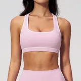 Sakra Pink Women's Running Supportive Sports Bra Backless Tank Brushed