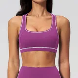 Mulberry Purple Women's Running Supportive Sports Bra Backless Tank Brushed