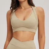 SB2539-1 · Light Camel Light Camel Women's Backless Fitness Supportive Sports Bra Bare Feel