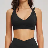 Jet Black Women's Backless Fitness Supportive Sports Bra Bare Feel