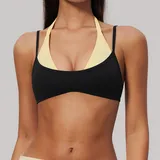 SB2585-2 · Meteor Black & Yellow Meteor Black & Yellow Women's Layered Running Supportive Bra Halter Neck Brushed