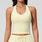 SB3058-1 · Milk Yellow Milk Yellow Women's Brushed Running Supportive Bra Backless Tank Fitted