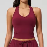 Cherry Red Women's Brushed Running Supportive Bra Backless Tank Fitted