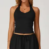 SB3058-2 · Jet Black Jet Black Women's Brushed Running Supportive Bra Backless Tank Fitted