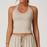 Linen Women's Brushed Running Supportive Bra Backless Tank Fitted