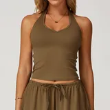SB3058-5 · Coffee Coffee Women's Brushed Running Supportive Bra Backless Tank Fitted