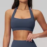 Cobalt Blue Women's Running Premium Supportive Bra Halter Neck Backless
