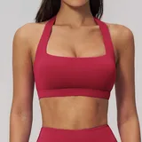 Cherry Red Women's Running Premium Supportive Bra Halter Neck Backless