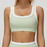 SB3129-1 · Light Fruit Green Light Fruit Green Women's Ribbed Running Fitness Supportive Sports Bra Layered