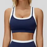 Badge Blue Women's Ribbed Running Fitness Supportive Sports Bra Layered