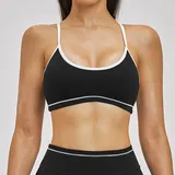 Jet Black Women's Yoga Fitness Supportive Sports Bra Bare Feel