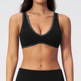 Jet Black Women's Running Yoga Fitness Supportive Sports Bra Backless