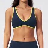 Navy Blue Women's Running Yoga Fitness Supportive Sports Bra Backless
