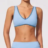 Light Blue Women's Running Yoga Fitness Supportive Sports Bra Backless