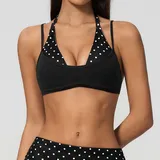 Black White Dot Backless Yoga Women's Supportive Bra Halter Neck Strappy
