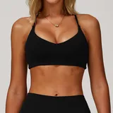 Jet Black Women's Brushed Backless Fitness Supportive Sports Bra Fitted