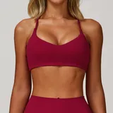 Raspberry Red Women's Brushed Backless Fitness Supportive Sports Bra Fitted