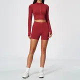SB5112-1 · Frost Red Frost Red Women's Fitted Running Yoga Activewear Set Quick Dry