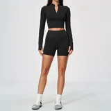 SB5112-2 · Jet Black Jet Black Women's Fitted Running Yoga Activewear Set Quick Dry