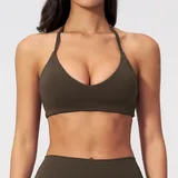 Espresso Black Women's Brushed Cutout Supportive Bra Halter Neck Backless