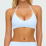 SB5529-7 · Azure Blue Azure Blue Women's Brushed Cutout Supportive Bra Halter Neck Backless