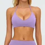 Lilac Women's Brushed Cutout Supportive Bra Halter Neck Backless